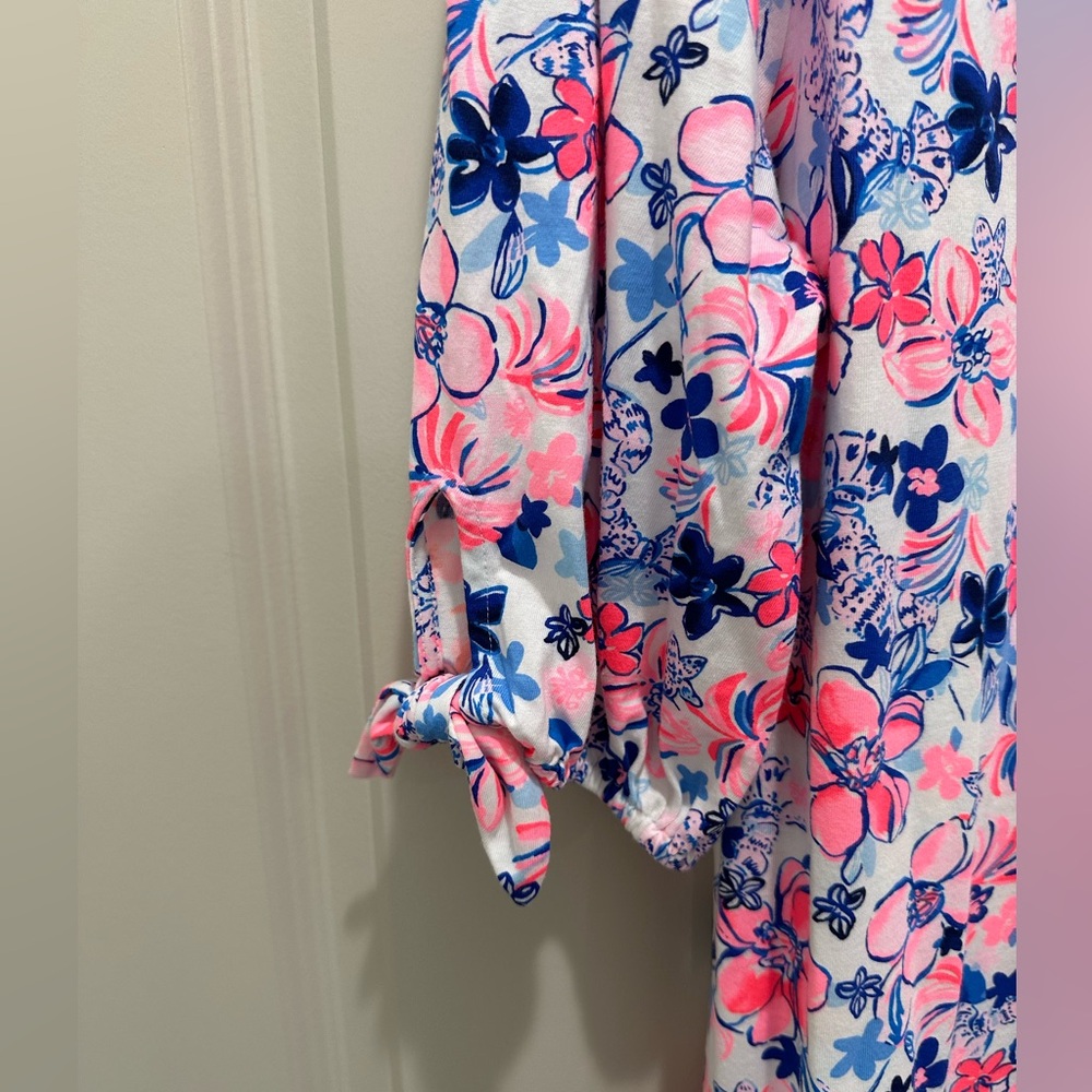 Lilly Pulitzer pink/blue Easley Dress Resort White Party Like A Lobster- large - Picture 7 of 8